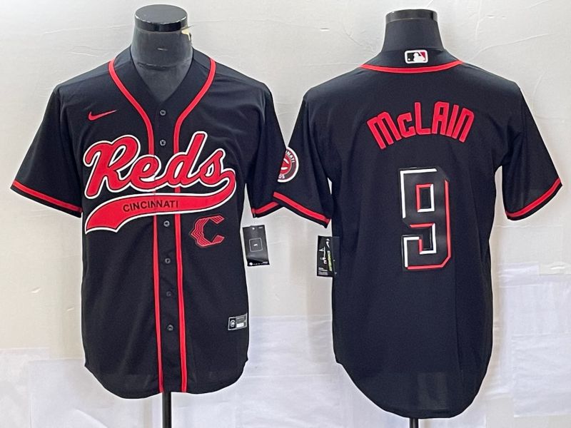Men Cincinnati Reds #9 Mclain Black Co Branding Nike Game MLB Jersey style 4->cincinnati reds->MLB Jersey
